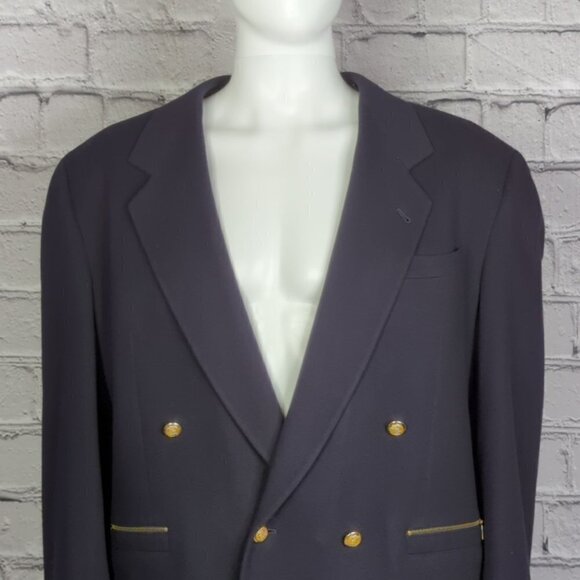 Mondo di Marco Italian Made Cashmere/Wool Navy Double Breasted Blazer Mens Large - Picture 1 of 11